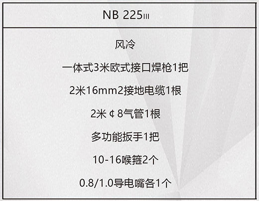 28圈NB 225???气保焊机标配附件